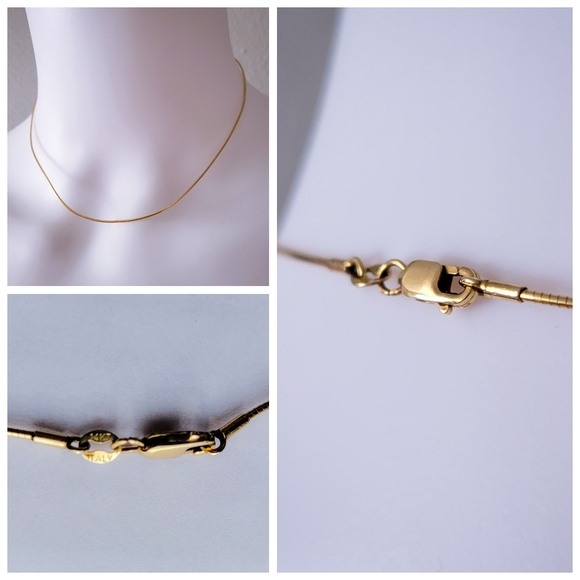 14k Gold Omega • Liquid Snake Chain • Solid Yellow 16" Necklace • Italy - Picture 2 of 7